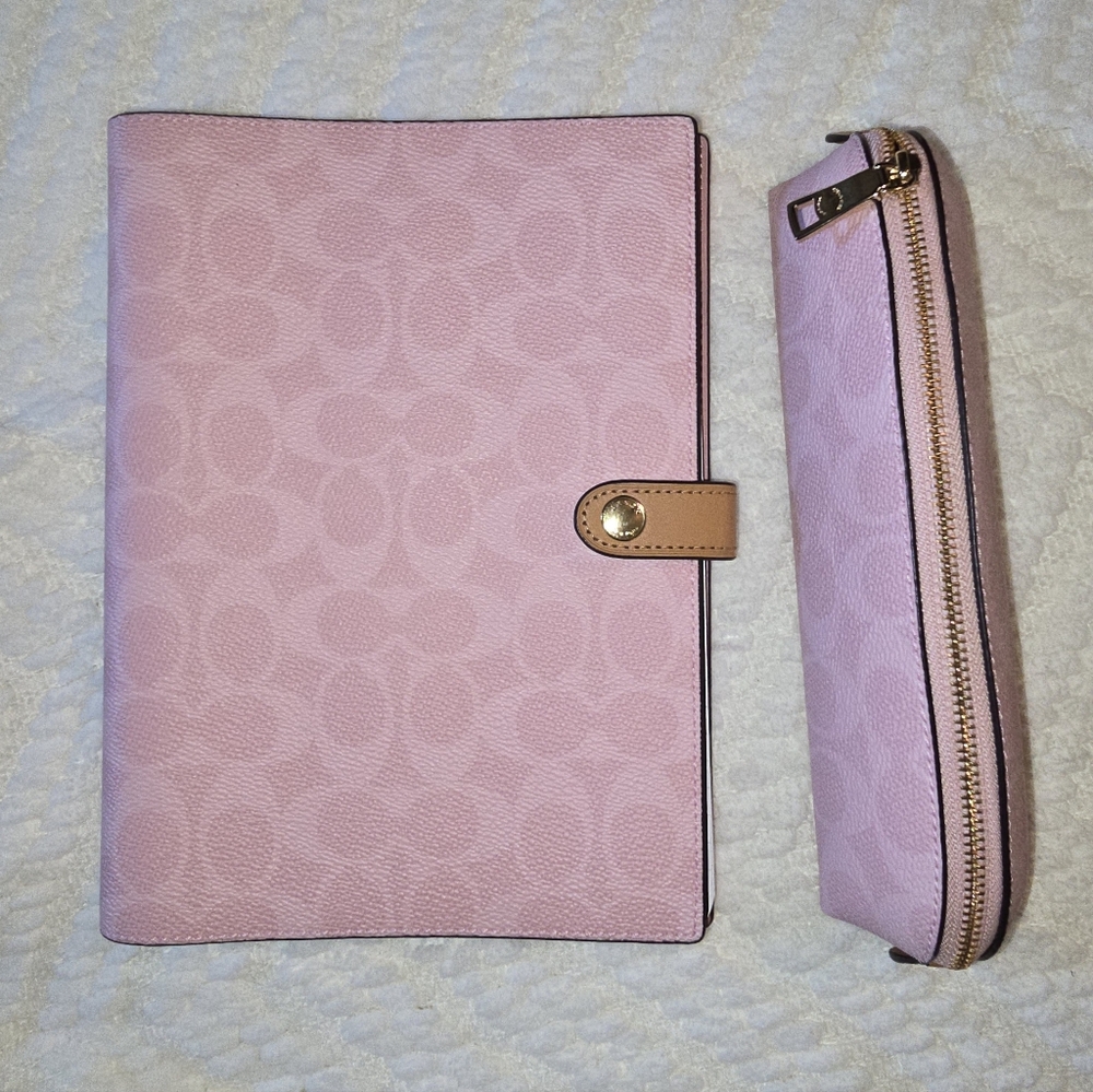 NWT Coach Powder Pink Notebook And Pencil Case Bundle